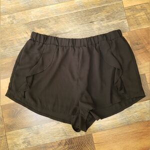 H&M Divided Black Lightweight Ruffle Shorts with Elastic Waist, Size 12